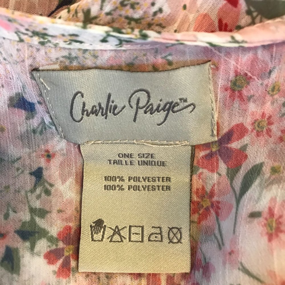 Charlie Paige Womens Cream Floral  Lace V Neck 3/4 Kimono Sleeve Swim Cover OS - Picture 8 of 9